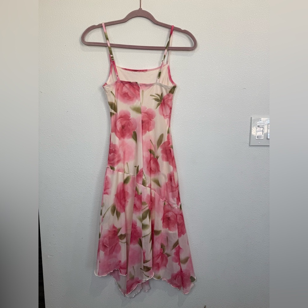 Pink Floral Midi Dress Coquette Whimsical Fairycore Barbiecore XS/S - Picture 5 of 11